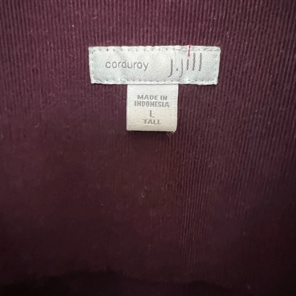 J Jill Corduroy Shirt Tunic Size LARGE TALL  Button Front  Wine Burgundy - Picture 4 of 15